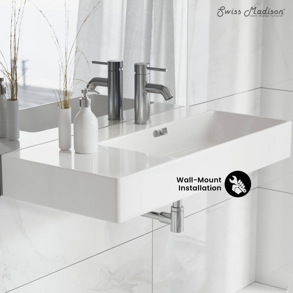 St. Tropez 36" Rectangle Wall-Mounted Sink with Right Side Faucet Mount