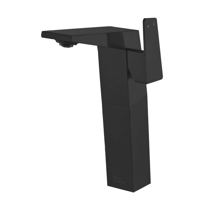 Carre Single Hole, Single-Handle, High Arc Bathroom Faucet in Matte Black