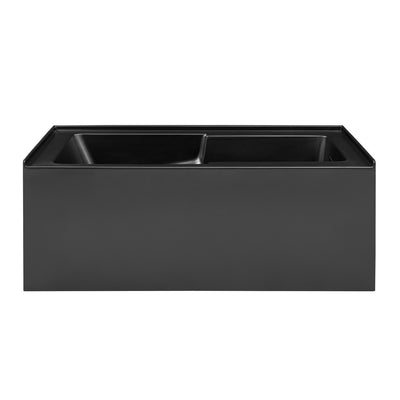 Voltaire 60 x 32 Skirted Right Drain Soaking Apron Bathtub in Matte Black with Integrated Overflow and Armrest, Drain Included