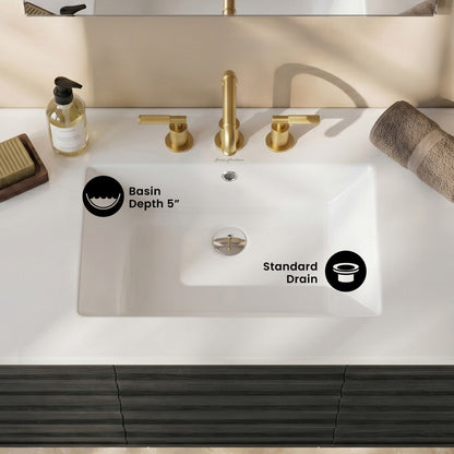 48" 3-Hole Widespread Vanity Sink Top in Glossy White