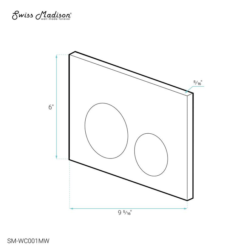 Wall Mount Dual Flush Actuator Plate with Round Push Buttons in Matte White