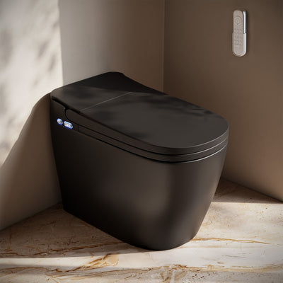 Avancer One Piece Smart Toilet 1.28 GPF in Matte Black with Heated Bidet, Air Drying, Night Light, Foot Sensor