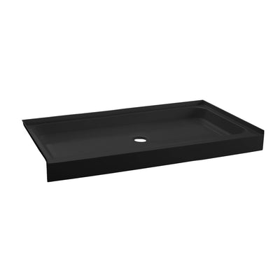 Voltaire 60" x 32" Acrylic Black, Single-Threshold, Center Drain, Shower Base