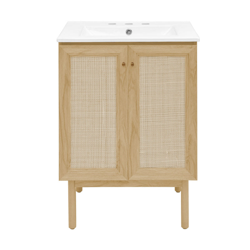 Classe 24" Freestanding Bathroom Vanity in Natural Oak with 3-Hole Centerset Sink Top