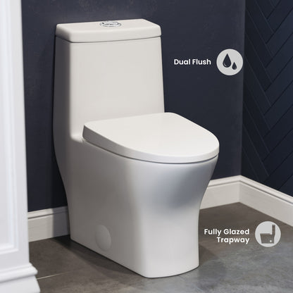 Sublime II One-Piece 12" Rough-in 1.1/1.6 GPF Dual Top Flush Round Compact Toilet in Glossy White (6 - Pack)