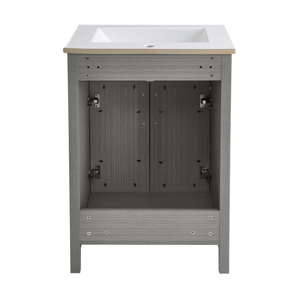 24-inch freestanding bathroom vanity in carbon gray, single sink, no top included.