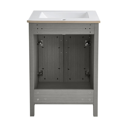 24-inch freestanding bathroom vanity in carbon gray, single sink, no top included.