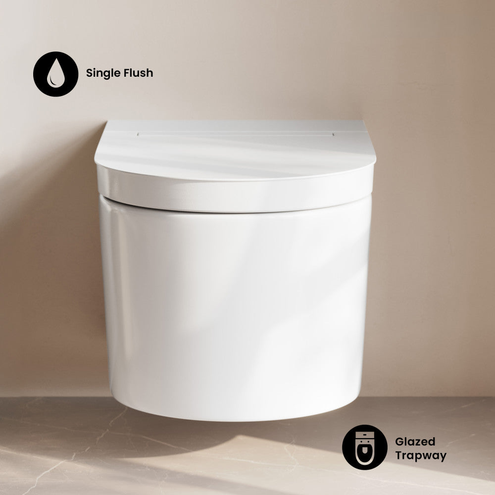 Hugo H Wall-Hung Toilet in Glossy White with 2x6 Supporting Frame