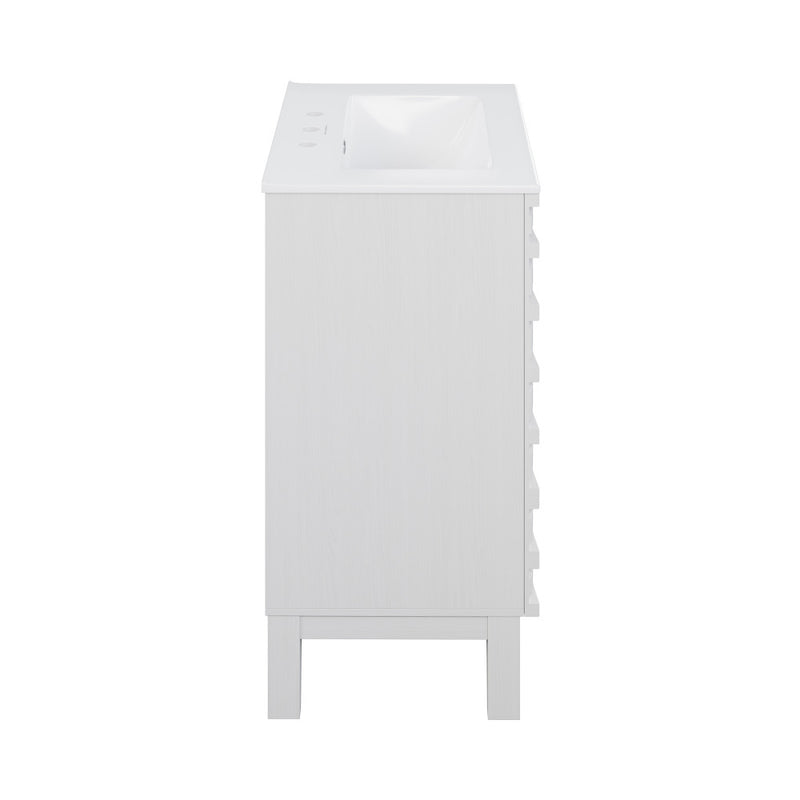 Cascade 24 in. White Oak Bathroom Vanity With White, 3-Hole Ceramic Sink Top