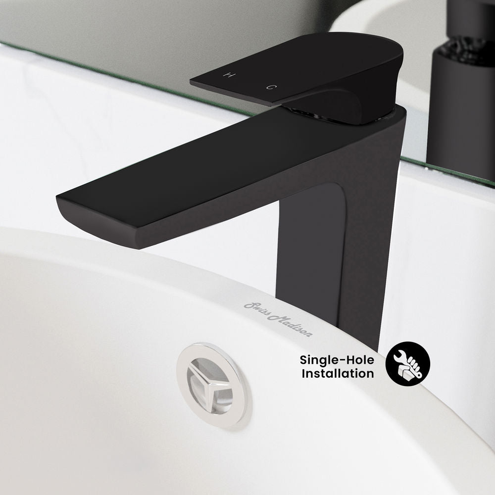 Monaco Single Hole, Single-Handle, High Arc Bathroom Faucet in Matte Black