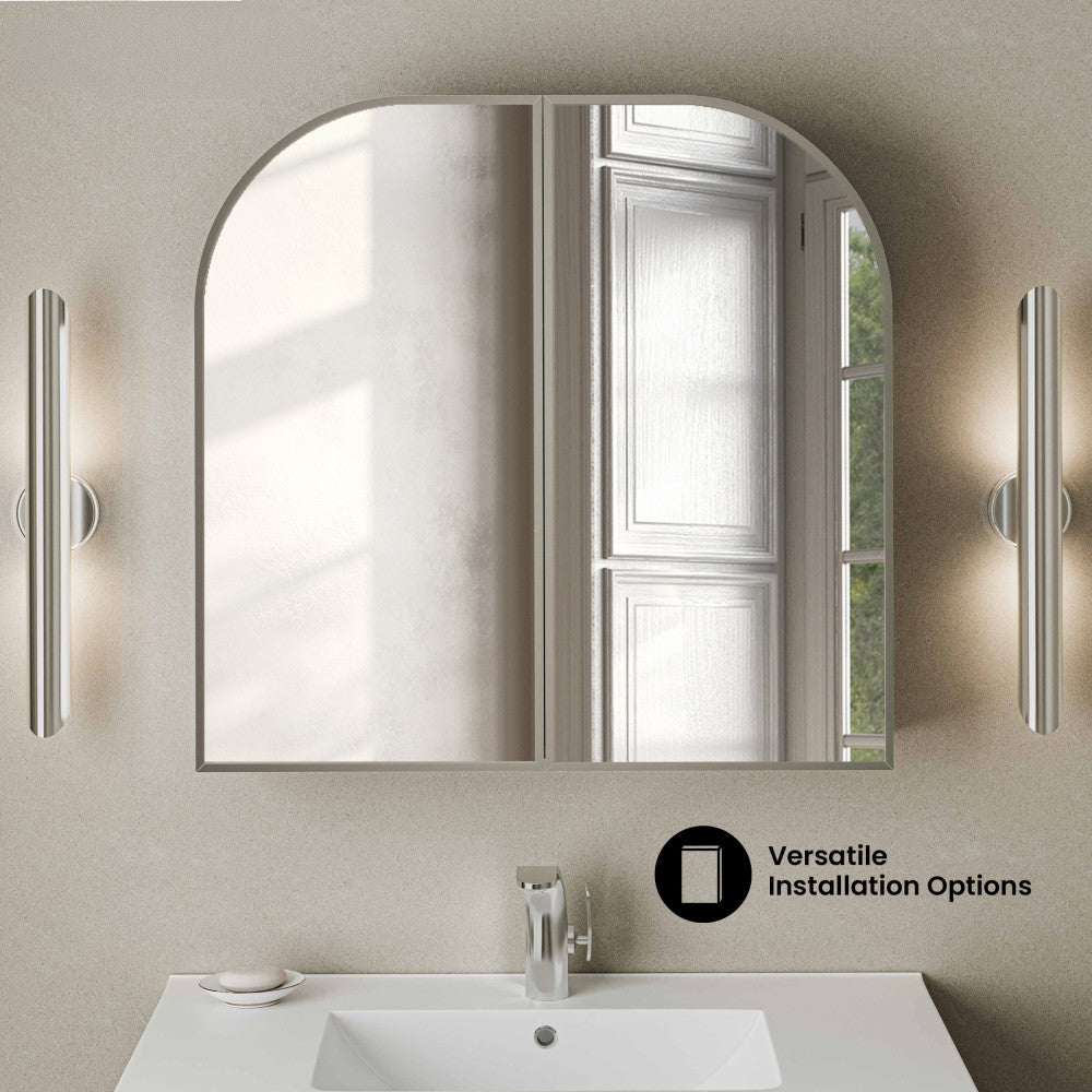 Porte 32 x 31 Arched Recessed/Wall Mount Medicine Cabinet with Mirror in Chrome