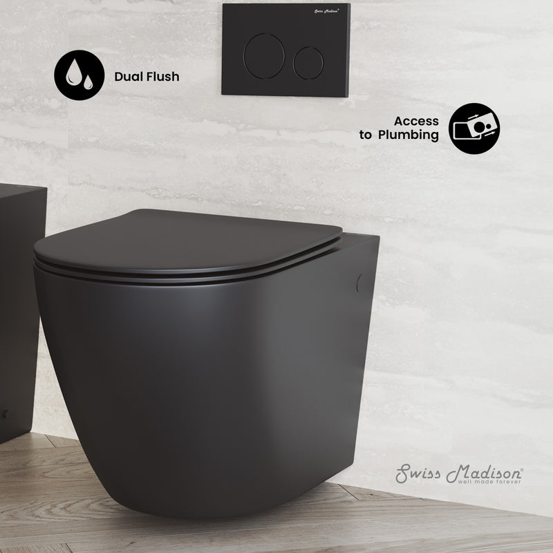 St.Tropez Wall-Hung Elongated Toilet Bowl in Matte Black