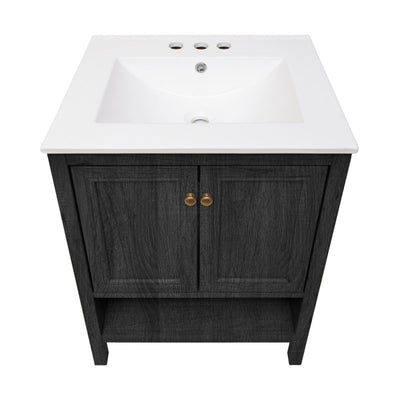 Chateau 24" Freestanding Bathroom Vanity in Black Oak with 3-Hole Centerset Sink Top