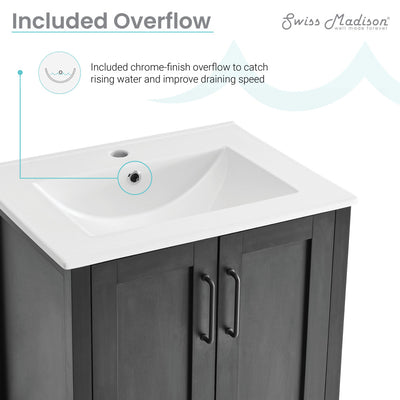 Avallon 24" Freestanding Bathroom Vanity in Black with Sink Top