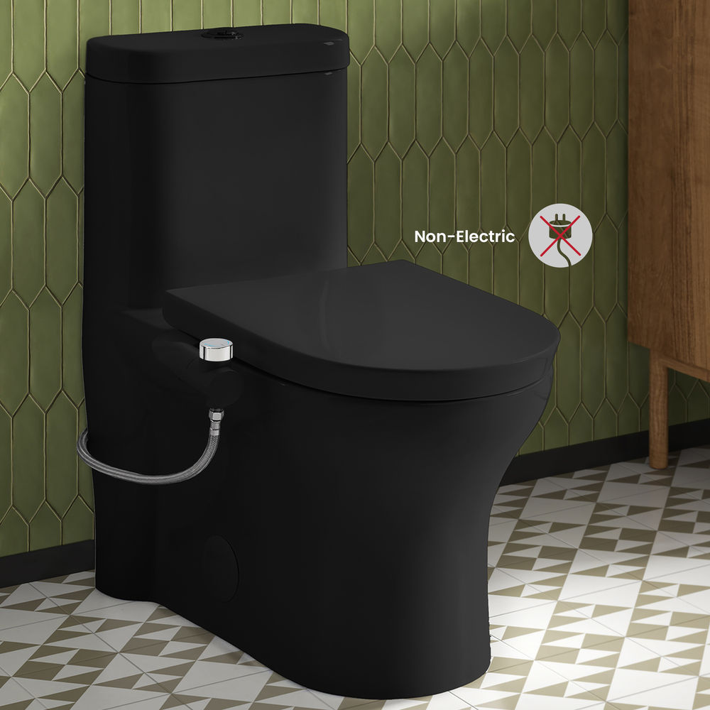 Aqua Non-Electric Bidet Toilet Attachment in Glossy Black