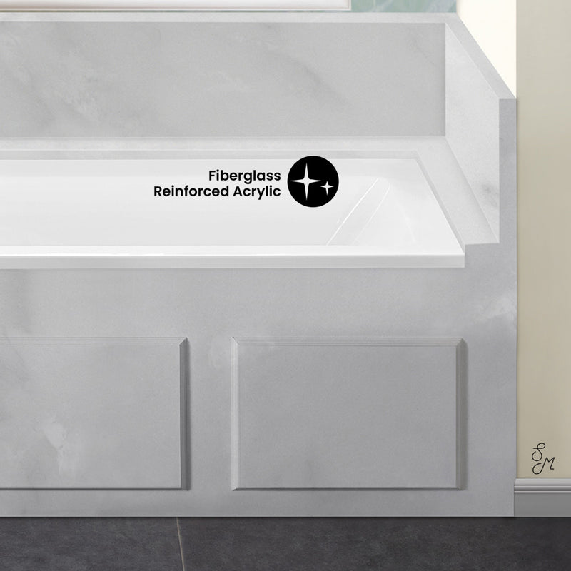 Voltaire 60 x 30 Left Drain Soaking Alcove Bathtub in Glossy White with Integrated Overflow, Drain Included