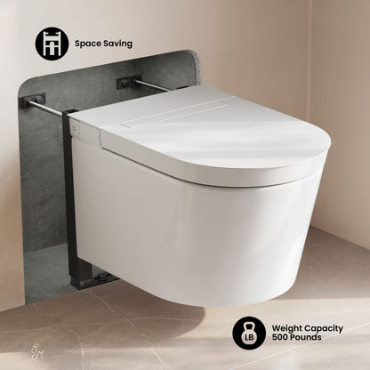 Hugo H Wall-Hung Toilet in Glossy White with Supporting Frame
