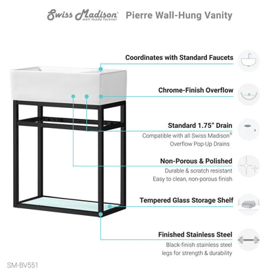 Pierre 19.5 Single, Metal Frame, Open Shelf, Bathroom Vanity