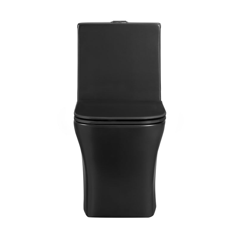 Concorde One Piece Square Toilet Dual Flush in Matte Black, Black Hardware 1.1/1.6 gpf