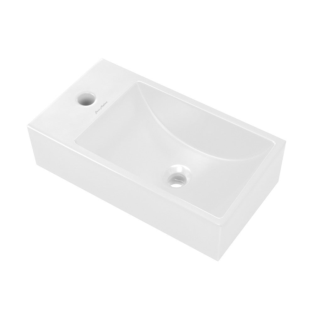 Lisse 16" Concrete Rectangle Wall-Mounted Sink with Left Side Faucet Mount in Matte White