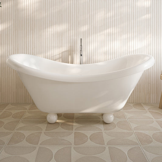 Plaisir II 67" Freestanding Bathtub with Round Feet in Glossy White
