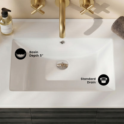 36" Zero Hole Vanity Sink Top in Glossy White