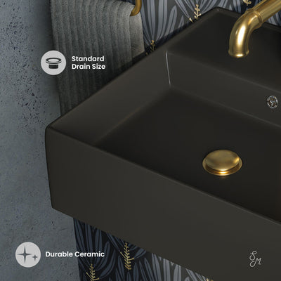 Claire 15" Ceramic Wall Mount Sink in Matte Black