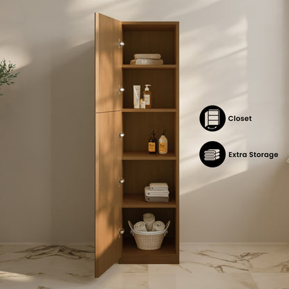 St. Tropez 15 x 15 x 60 Freestanding Linen Cabinet in Brown Oak