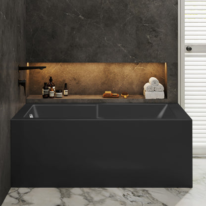 Voltaire 60 x 32 Left Drain Soaking Alcove Corner Apron Bathtub in Glossy Black