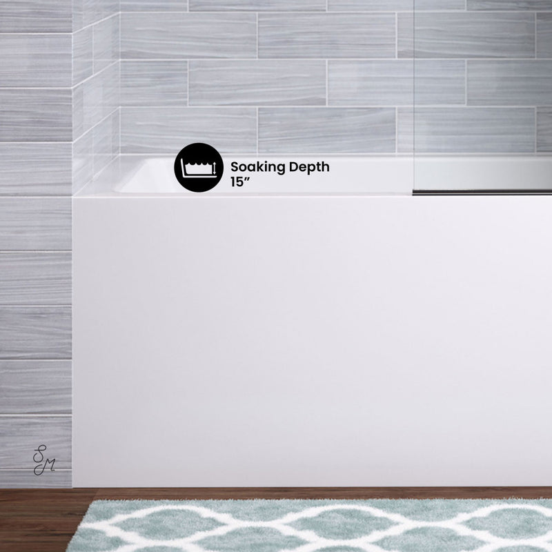 Voltaire 54 x 30 Skirted Right Drain Soaking Apron Bathtub in Glossy White with Integrated Overflow, Drain Included