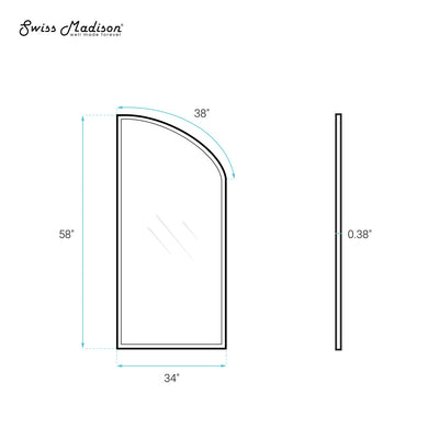 Demi 34 x 58 Framed Fixed 3/8 in. (10mm) Clear Tempered Glass Tub Door with Gold Brushed Frame