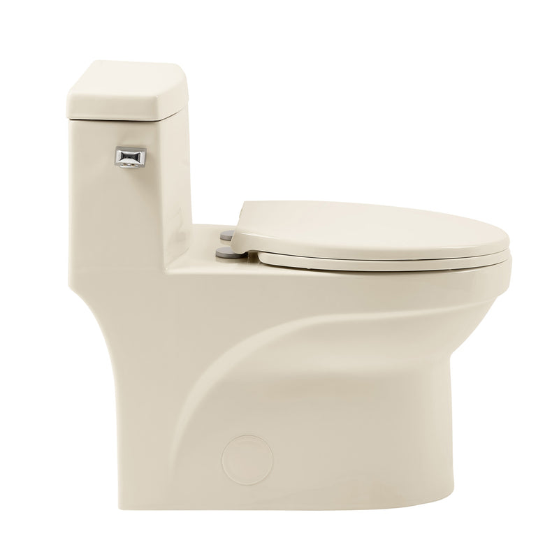 Virage One Piece Elongated Left Side Flush Handle Toilet 1.28 gpf in Bisque