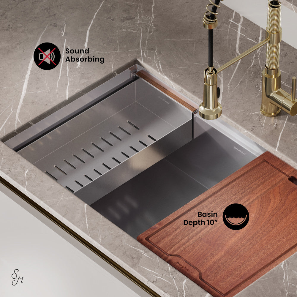 Rivage 32 x 19 Single Basin Undermount Kitchen Workstation Sink