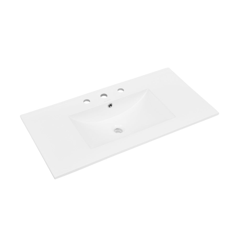 36" Ceramic Vanity Top with Three Faucet Holes