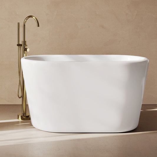 Nanterre 51" Japanese Soaking Freestanding Bathtub in Glossy White, Drain Included