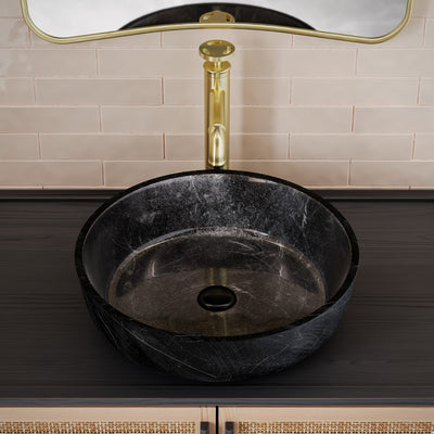 Avallon 16.5 " Round Glass Vessel Sink, Black