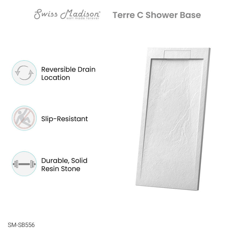 Terre C Series 60" x 32" Reversible Drain Shower Base