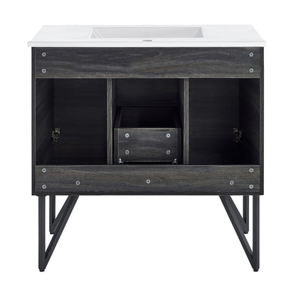Annecy 36" Freestanding Bathroom Vanity in Black Walnut with Sink Top