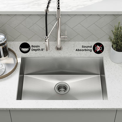 Tourner 26 x 18 Stainless Steel, Single Basin, Undermount Kitchen Sink