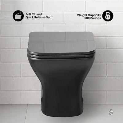 Carre Wall-Hung Toilet Bundle 0.8/1.6 GPF Dual Flush in Matte Black with Black Flush Plate