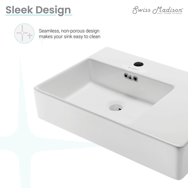 St. Tropez 24 x 18 Ceramic Wall Hung Sink with Left Side Faucet Mount