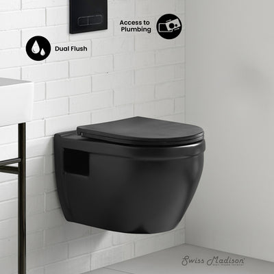 Ivy Wall-Hung Elongated Toilet Bowl in Matte Black