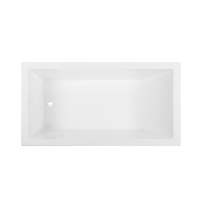Voltaire 66 x 36 Reversible Drain Soaking Drop-in Bathtub in Glossy White with Integrated Overflow, Drain Included