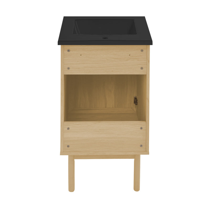 Classe 18" Freestanding Bathroom Vanity in Natural Oak with Black Sink Top
