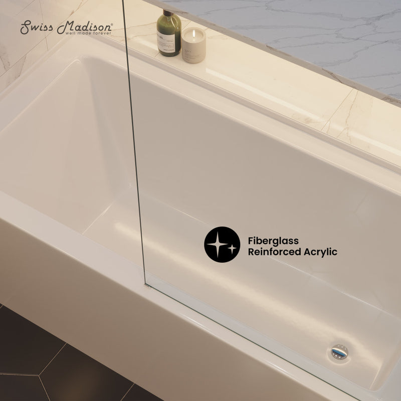 Voltaire 60" x 30" Right Drain Skirted Soaking Bathtub with Apron ADA Height in Glossy White (10 - Pack)