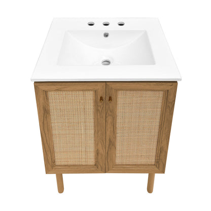 Classe 24" Freestanding Bathroom Vanity in Golden Oak with 3-Hole Centerset Sink Top