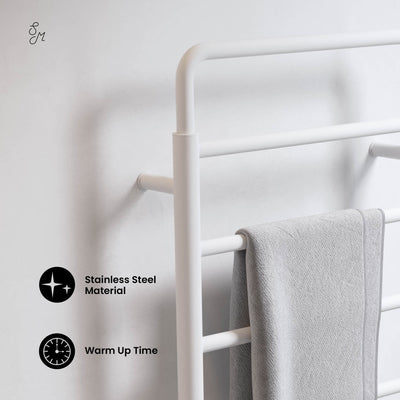Ivy 8-Bar Electric Towel Warmer in Matte White