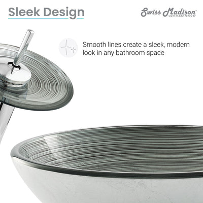 Cascade 16.5 Glass Vessel Sink with Faucet, Smoky Grey
