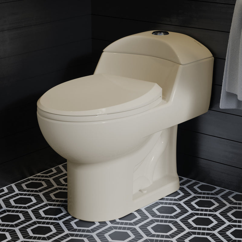 Chateau One-Piece Elongated Dual-Flush Toilet in Bisque 1.1/1.6 gpf