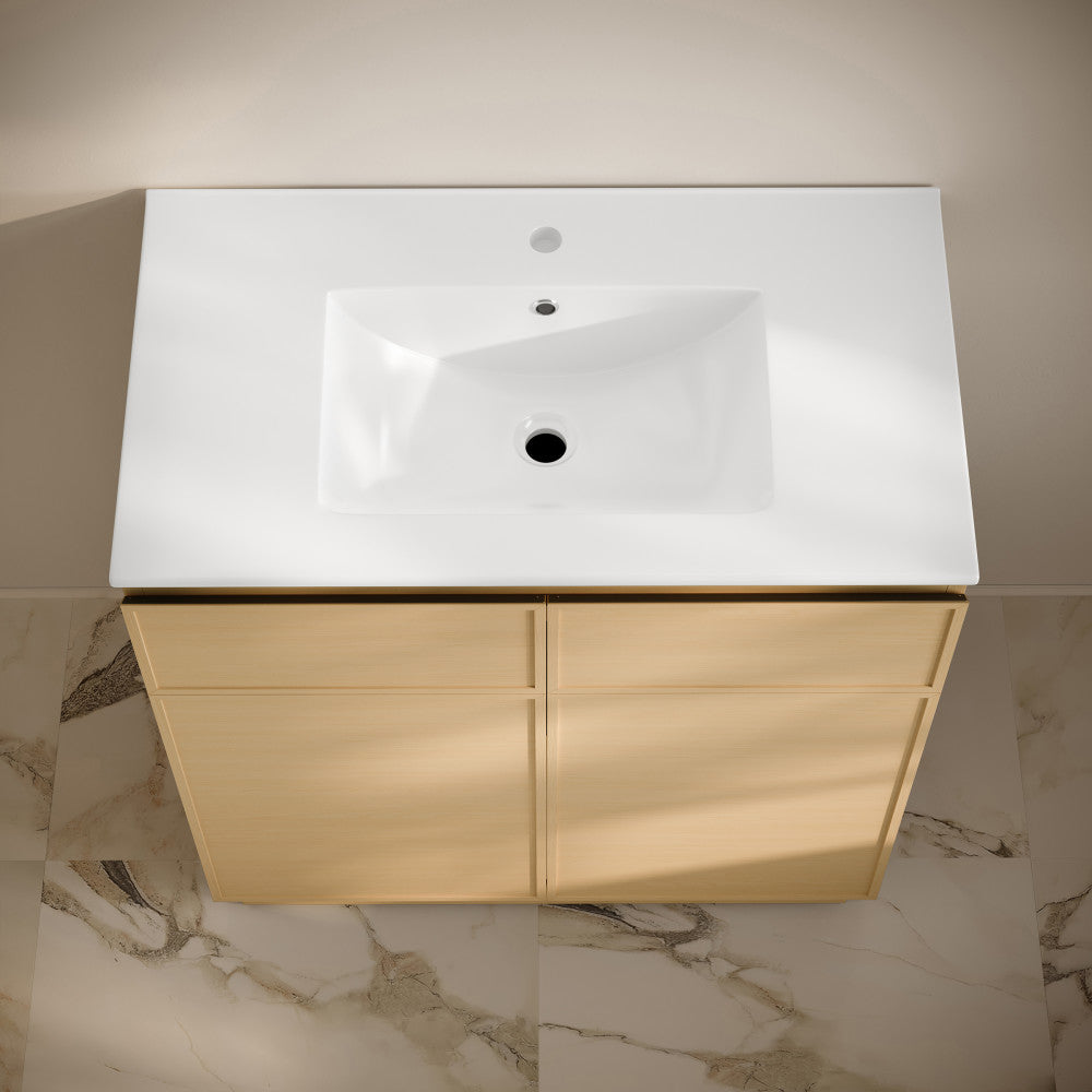 St. Tropez 36" Freestanding Bathroom Vanity in Natural Oak with Sink Top
